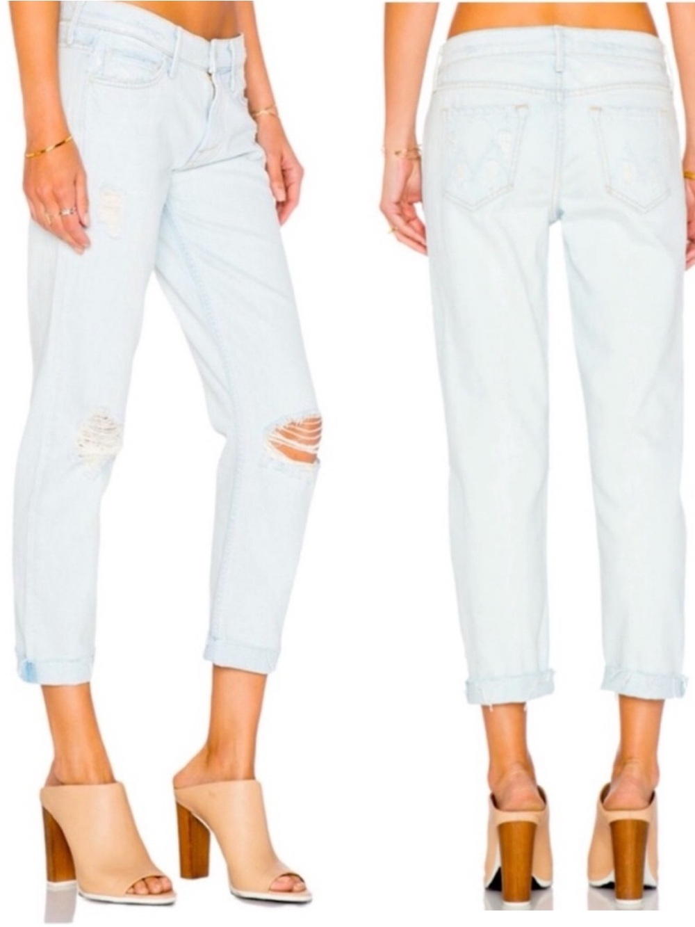 MOTHER "Get Blondie" Wash The Dropout Fray Boyfriend Distressed Jeans 💕